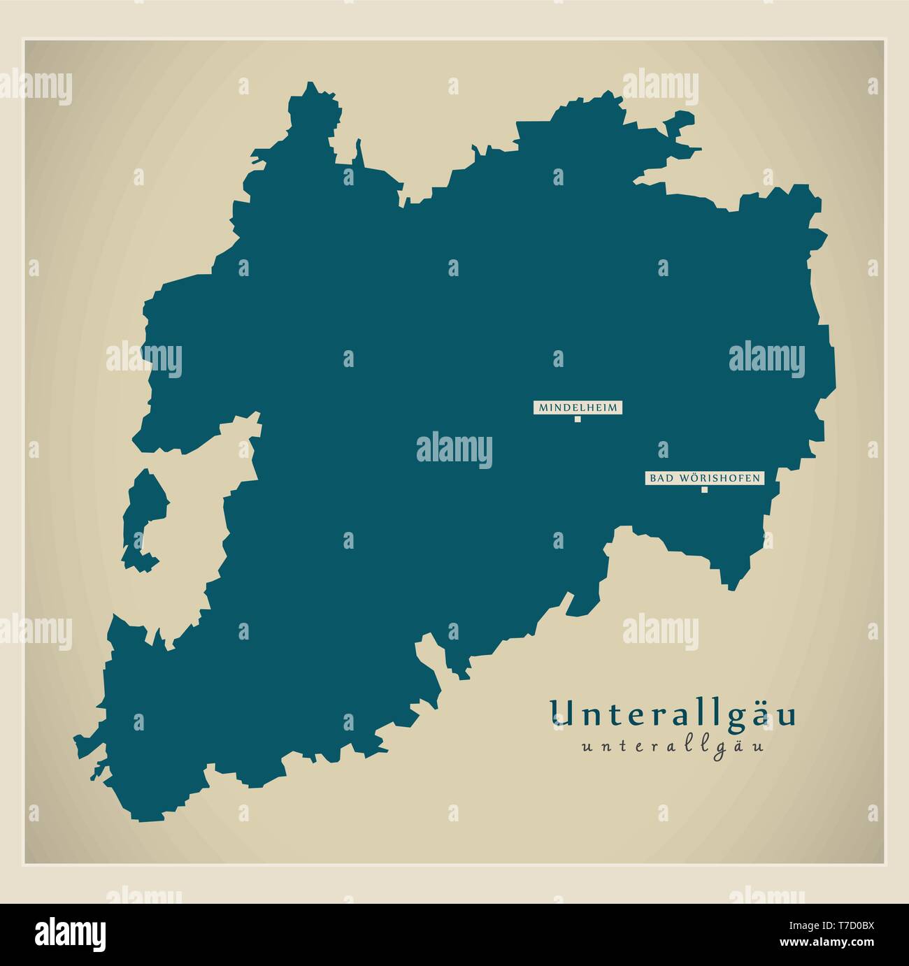 Moderne Karte - unterallgaeu Kreis Bayern DE Stock Vektor