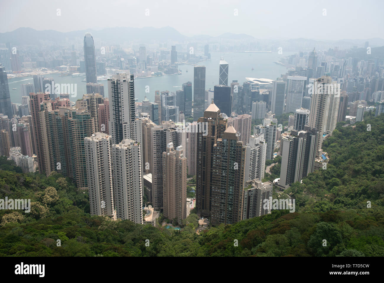 Hong Kong City Blick vom Victoria Peak über nach Kowloon Stockfoto