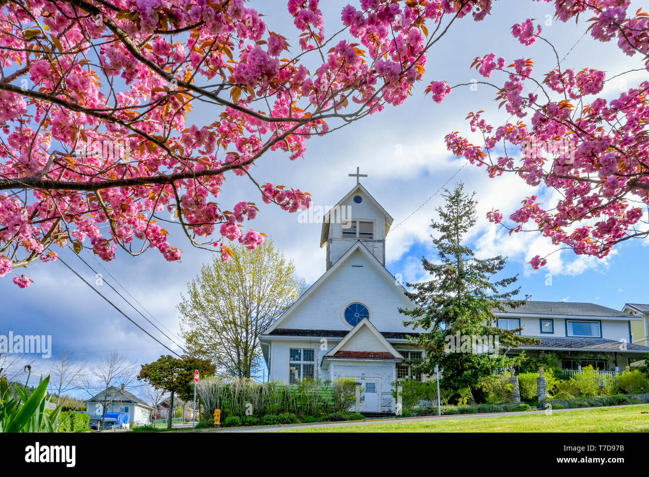 Ehemalige St. Josephs Kirche Katholische Kirche, Ecke, Powell River, Sunshine Coast, British Columbia, Kanada Stockfoto