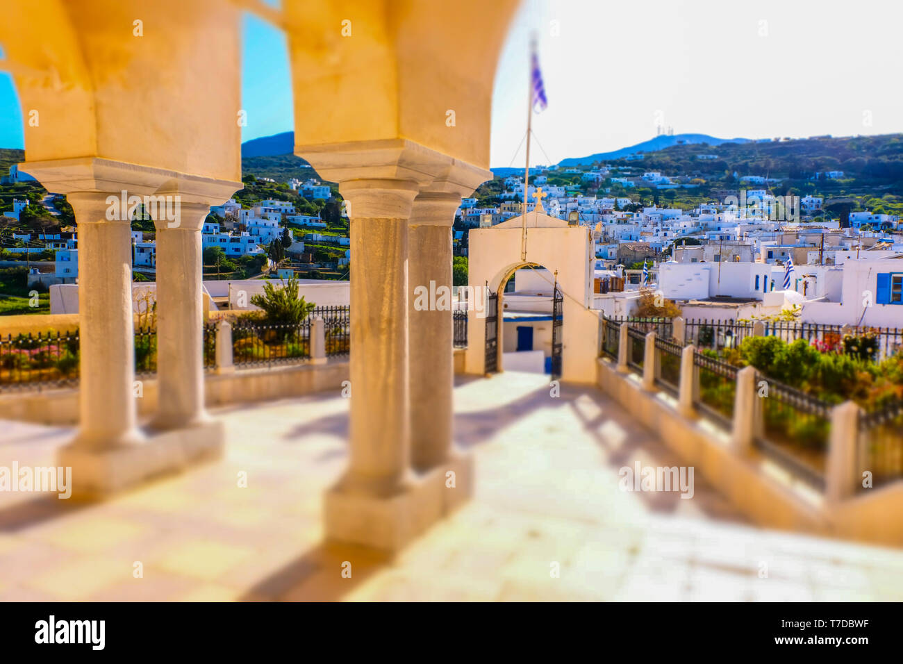 Agia Triada Kirche. Lefkes Village. Die Insel Paros. Kykladen Inseln. Griechenland. Stockfoto