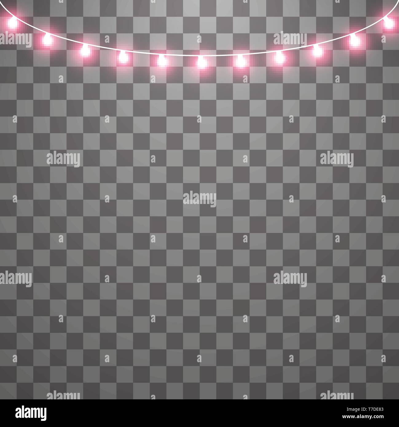 Weihnachtsbeleuchtung isoliert auf transparenten Hintergrund. Rot xmas leuchtende Girlande. Vector Illustration Stock Vektor