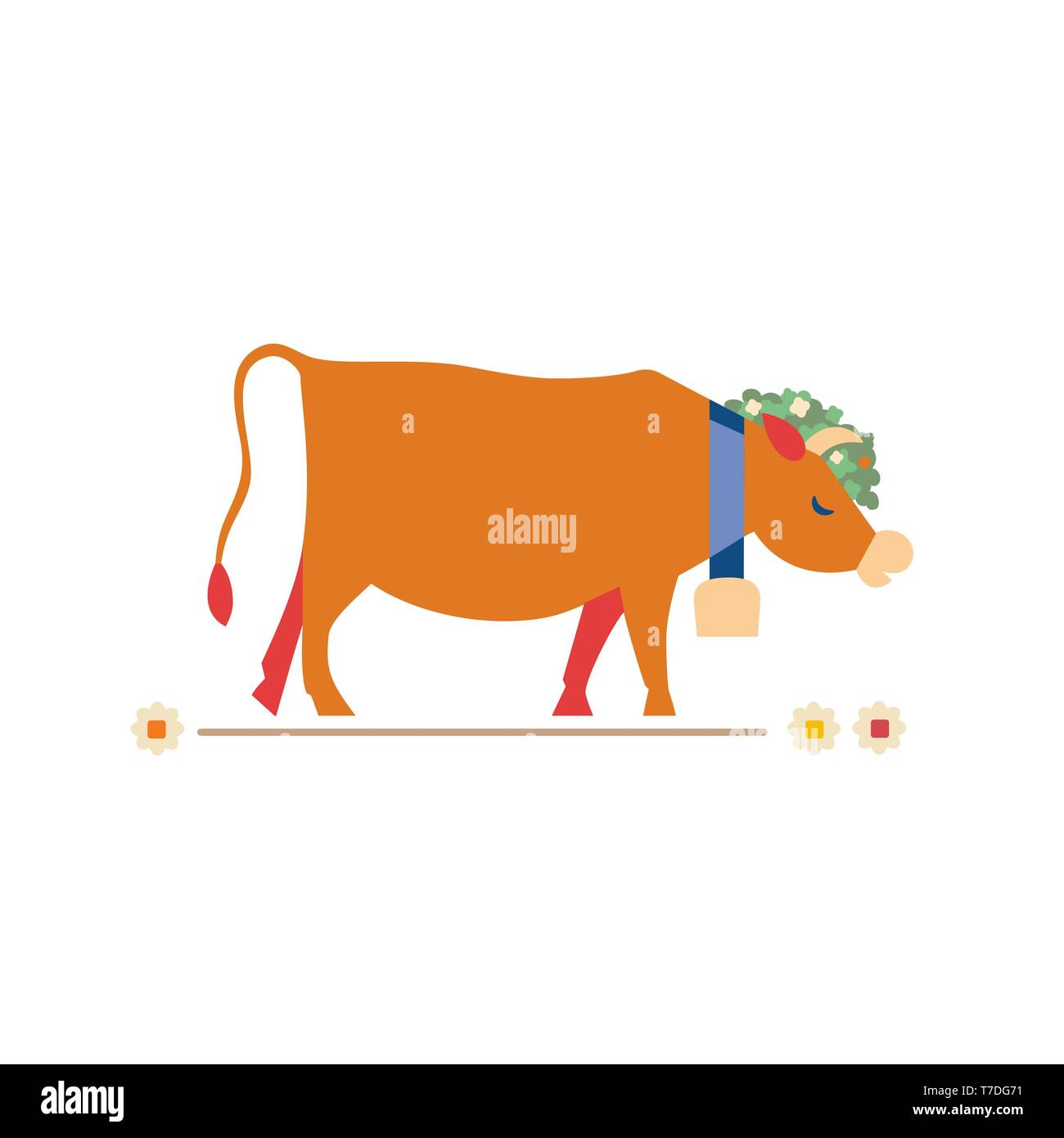 Süße Milch Kuh flache Hand gezeichnet vector Farbe zeichen Symbol Stock Vektor
