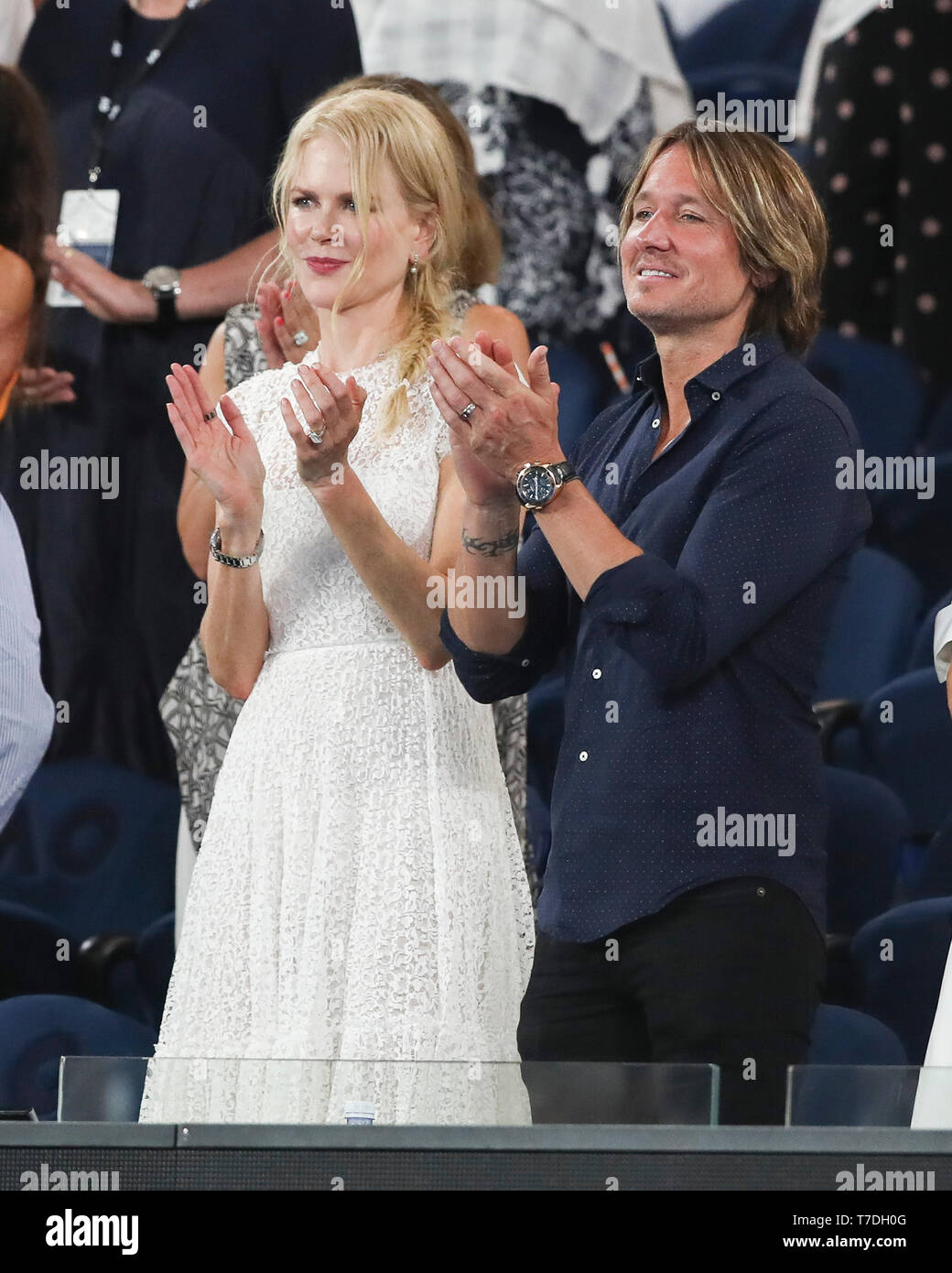American-Australian Schauspielerin Nicole Kidman und Sänger Keith Urban bei den Australian Open, Melbourne Park, Melbourne, Victoria, Australien Stockfoto
