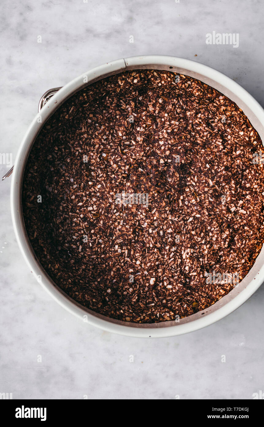 Vegan Kokos Schokolade Torte Base Stockfoto