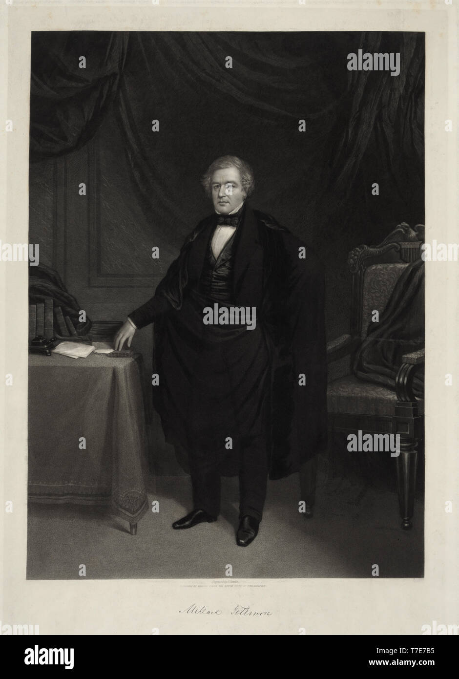 Millard Fillmore, in voller Länge Porträt, Kupferstich von J.Sartain, von William Smith, Philadelphia, Anfang 1850 veröffentlicht. Stockfoto