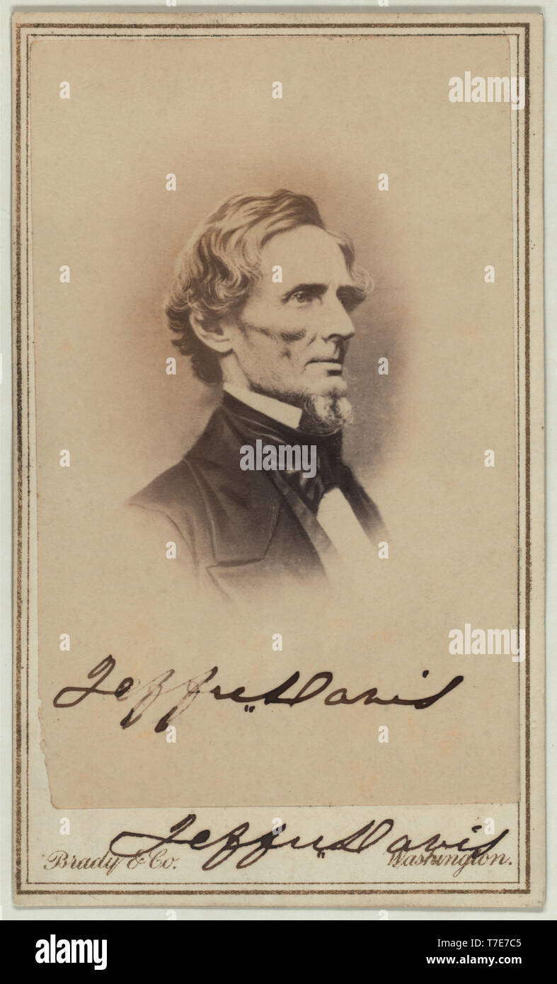 Jefferson Davis (1808-89), Präsident der Konföderierten Staaten von Amerika während des Amerikanischen Bürgerkrieges, Kopf und Schultern Portrait, Mathew Brady, 1861 Stockfoto