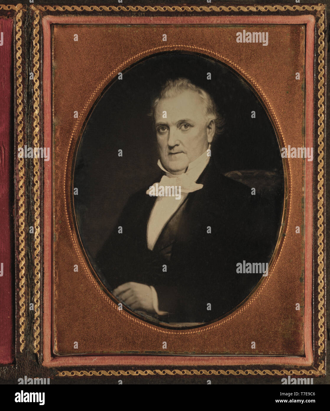 James Buchanan, 15. Präsident der Vereinigten Staaten, Kopf und Schultern Portrait, Malerei von der Daguerreotypie, 1857 Stockfoto