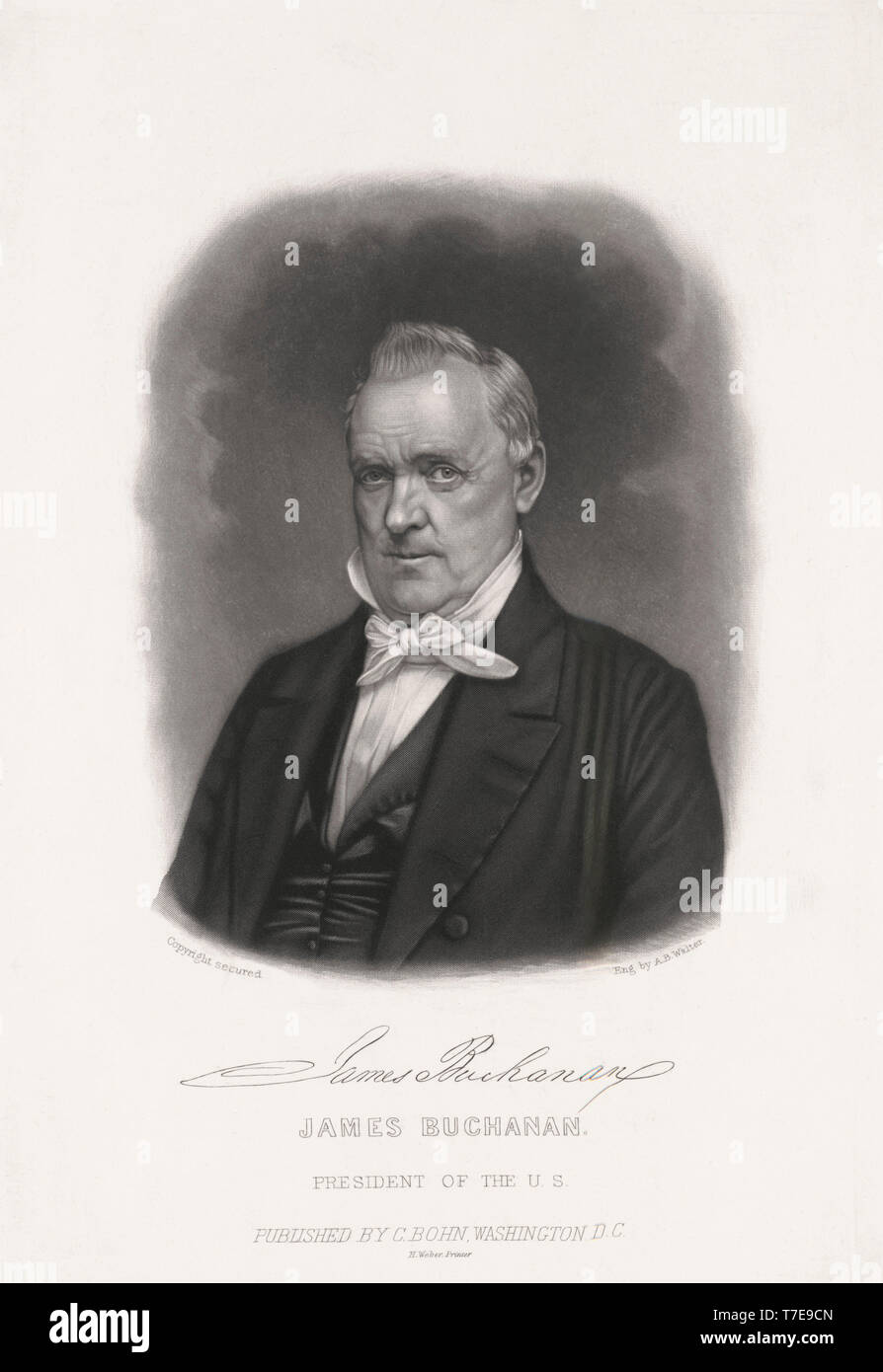 James Buchanan, Präsident der USA, Kupferstich von A.B. Walter, von C.Bohn, Washington DC, 1857 veröffentlicht. Stockfoto