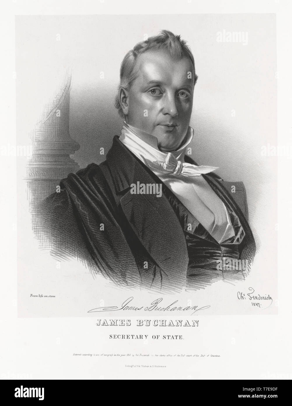 James Buchanan, Staatssekretär, Lithographie & von Charles Federich, 1847 veröffentlicht. Stockfoto
