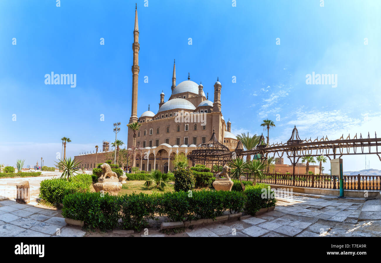 Blick auf die Große Moschee von Muhammad Ali Pascha Zitadelle in Kairo, Ägypten. Stockfoto