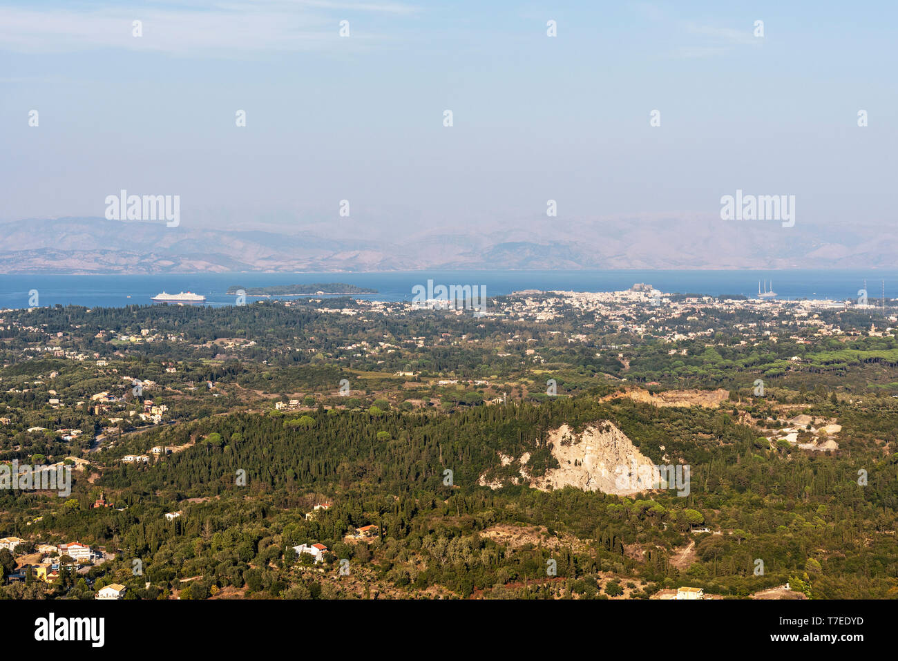 Kerkyra, Blick vom Kaiser's Thron Beobachtungspunkt, Pelekas, Korfu, Ionische Inseln, Griechenland Stockfoto
