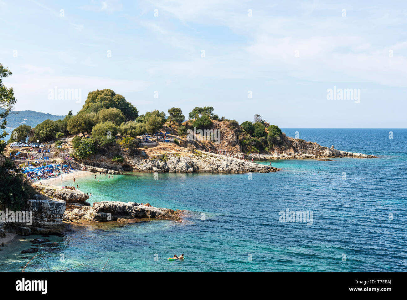 Strand, Kassiopi, Korfu, Ionische Inseln, Mittelmeer, Griechenland Stockfoto