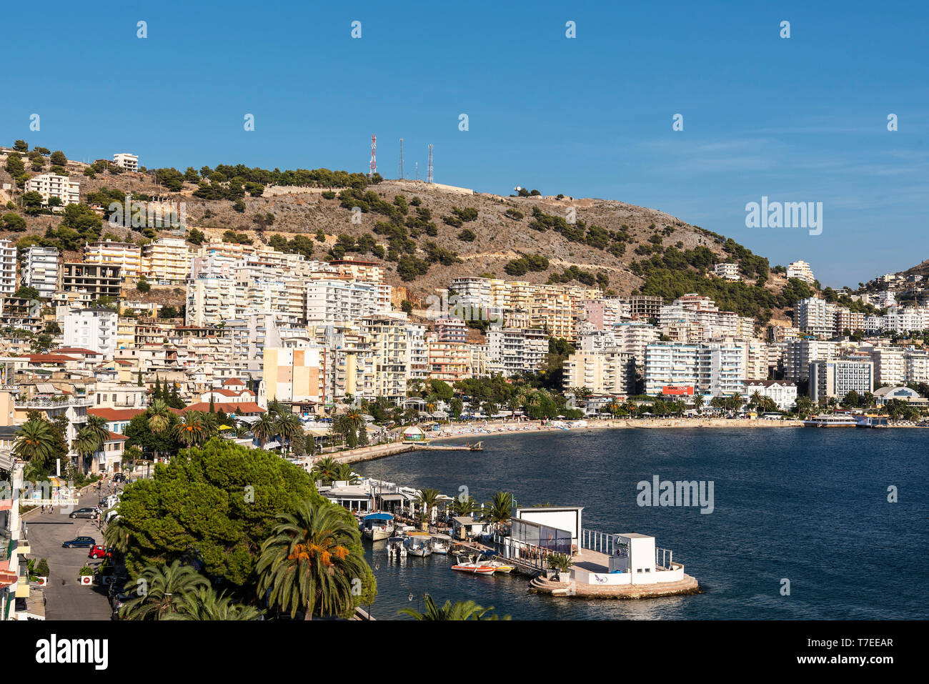 Promenade, Saranda, Ionisches Meer, Albanien Stockfoto