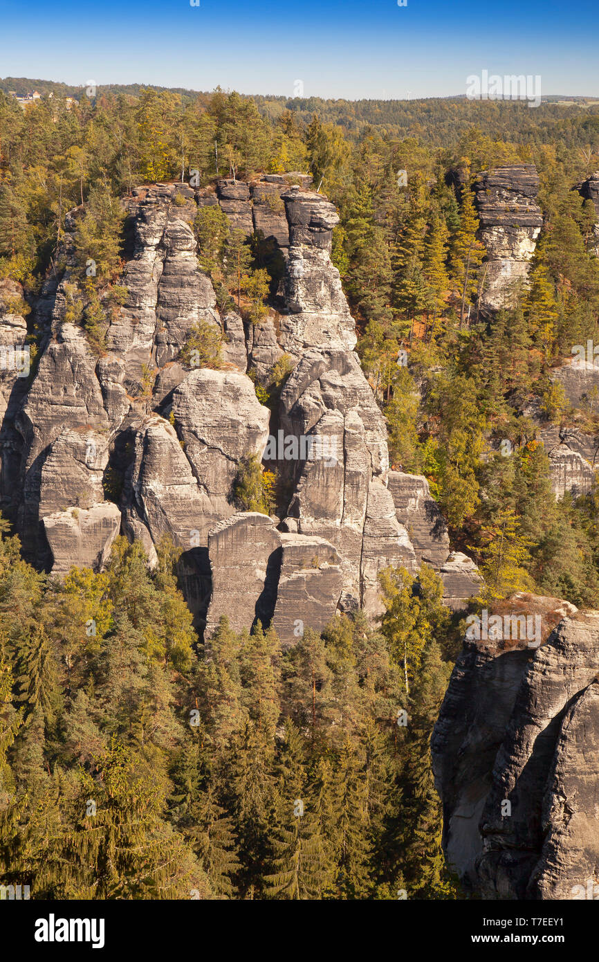Carola rock, Elbsandsteingebirge, Sachsen, Deutschland, Europa Stockfoto