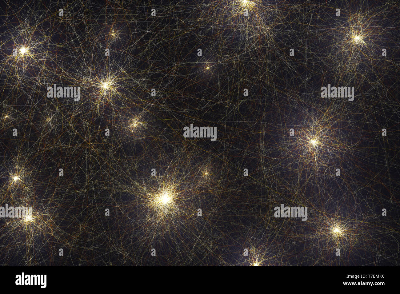 Verschaltet künstlichen Neuronen, biomechanische Zellen in einem Konzept der künstlichen Intelligenz verbunden. 3D-Darstellung. Stockfoto