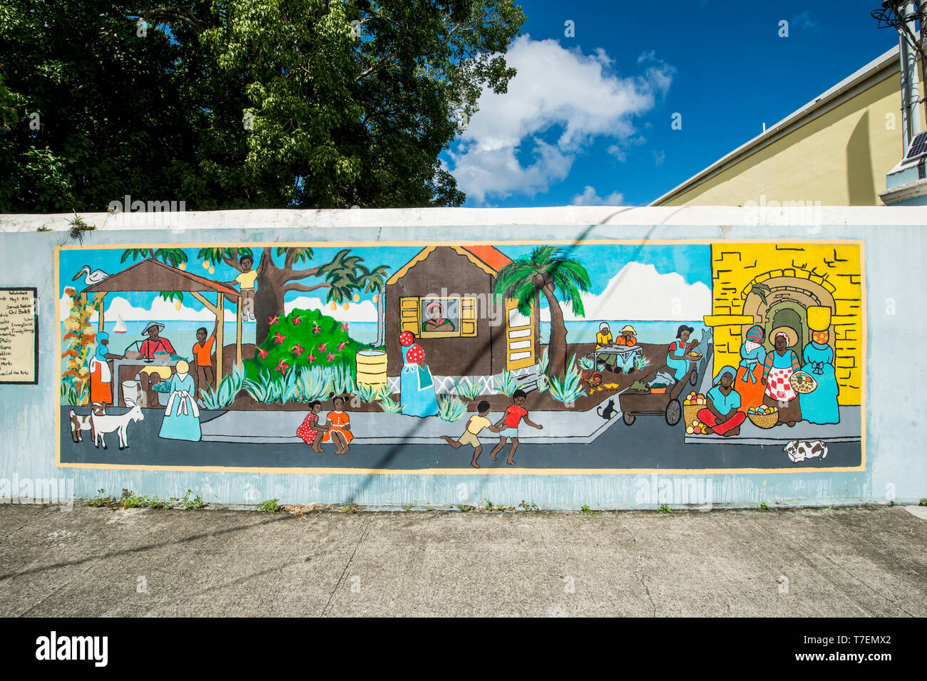 Wandbild in der Innenstadt von Frederiksted, St. Croix, US Virgin Islands. Stockfoto