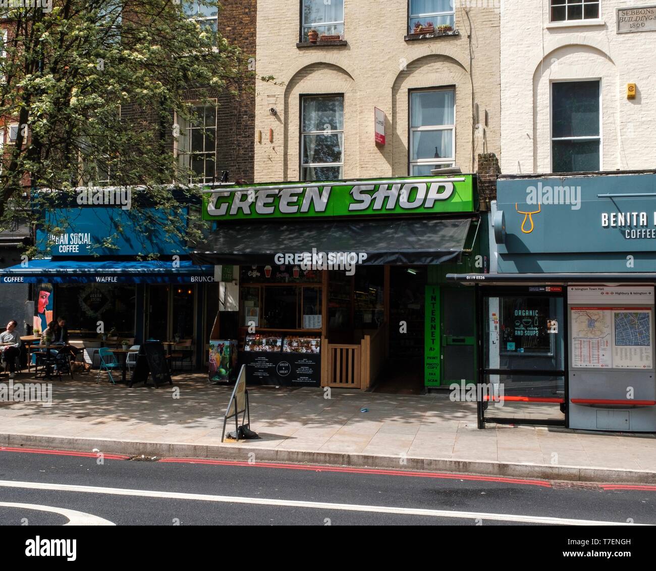 Grün Shop, Upper Street, London Stockfoto