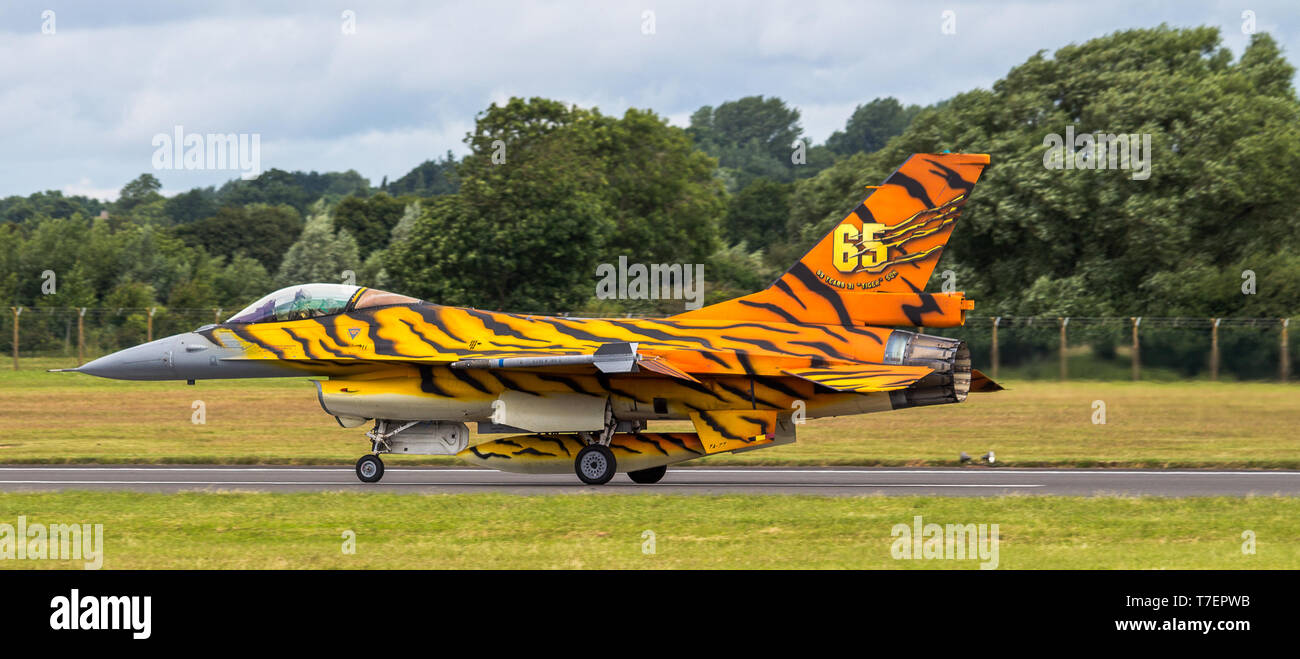 General Dynamics F-16A Fighting Falcon von der Royal Air Force in Belgien. Stockfoto