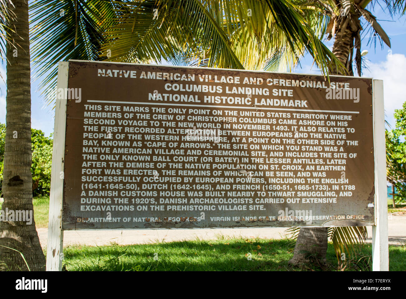 Columbus Landeplatz National Historic Landmark, St. Croix, US Virgin Islands. Stockfoto