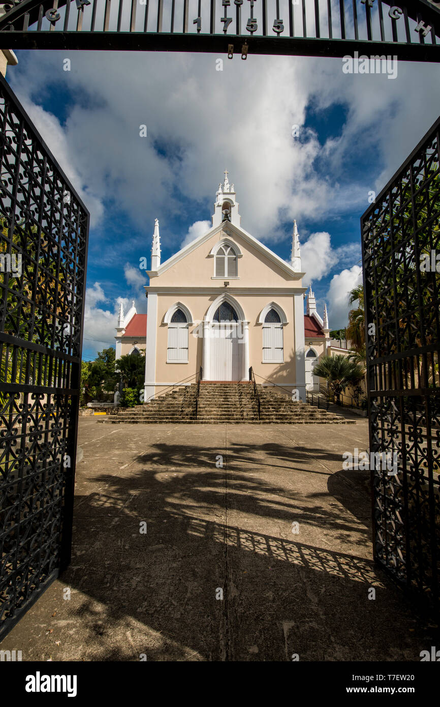 Historische Heilig Kreuz die Römisch-katholische Kirche, Christiansted, St. Croix, US Virgin Islands. Stockfoto