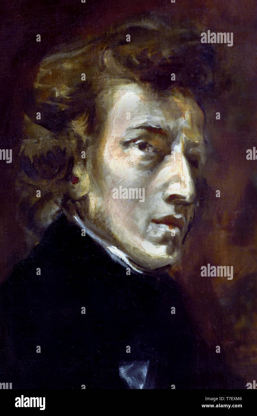 Portrait von Frédéric Chopin, der Komponist über 1838 von Eugène Delacroix, 1798-1863 ((Frédéric François Chopin (1810-1849) Polnischer Komponist Fryderyk Franciszek und ein virtuoser Pianist)) Stockfoto
