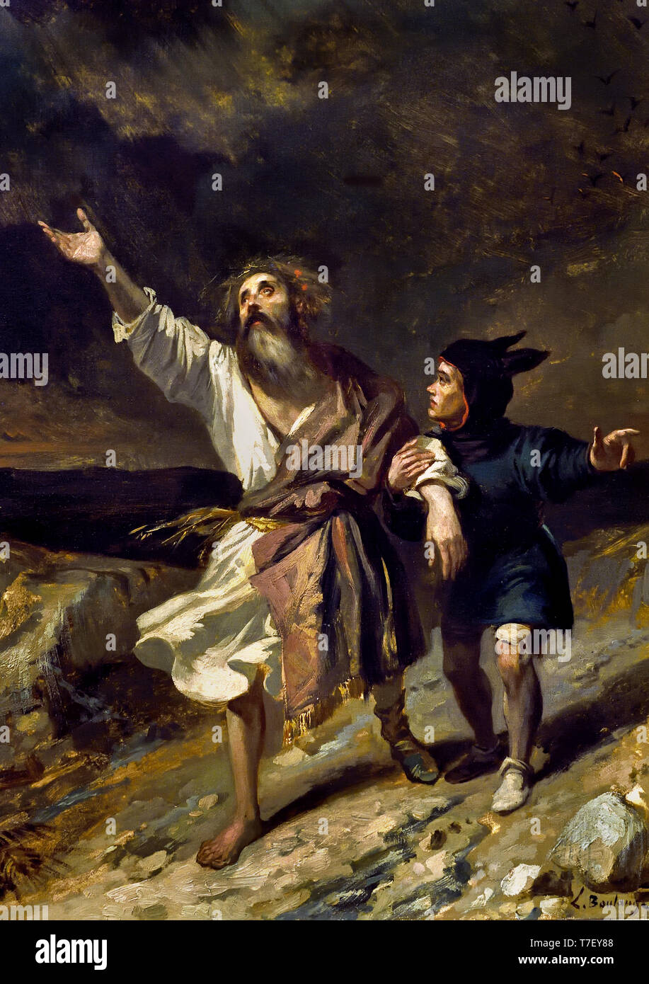 König Lear und seine wahnsinnigen während des Sturms 1836 Boulanger Louis Candide (1806 - 1867), Frankreich, Französisch, Stockfoto