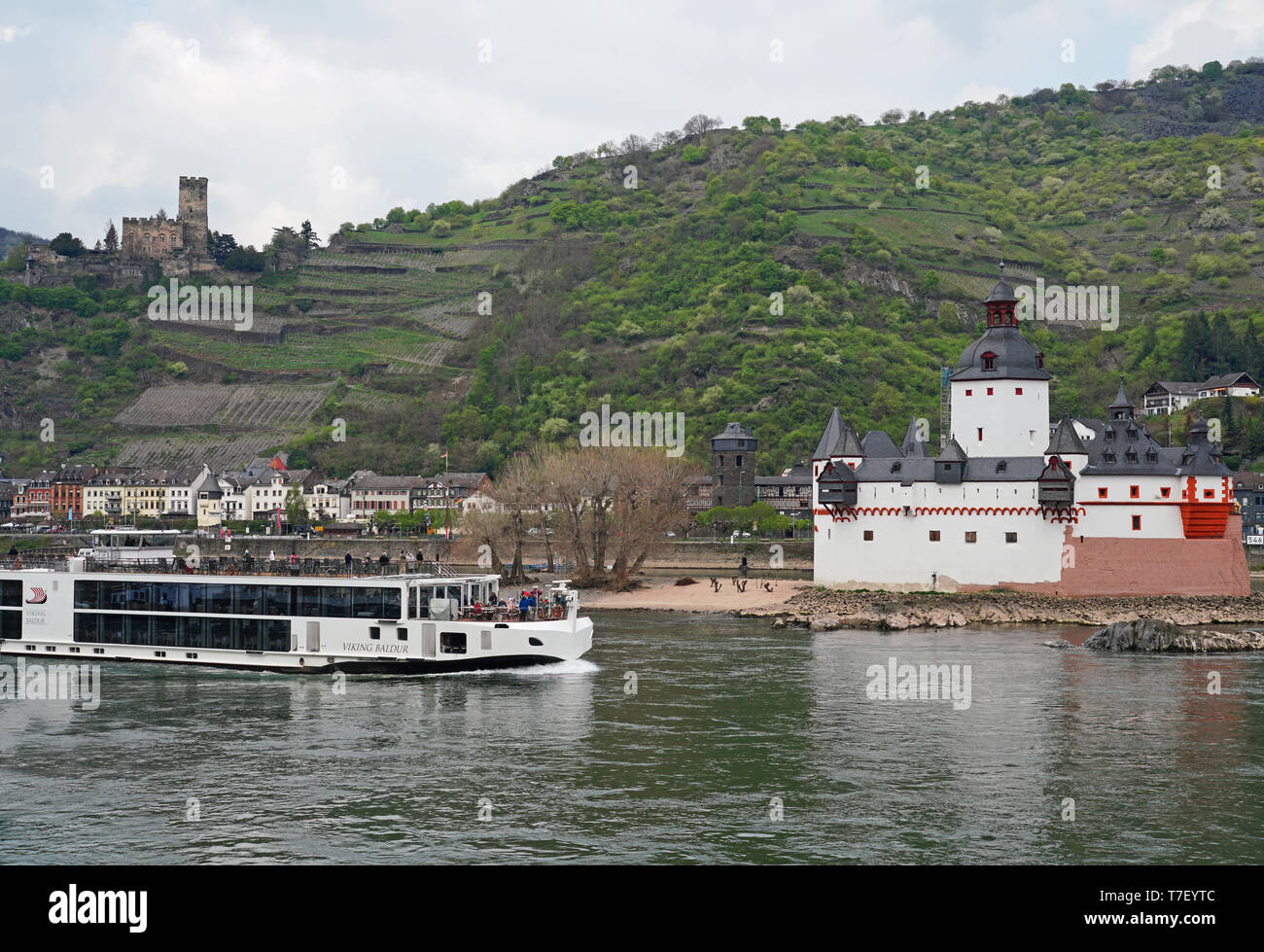 Viking River Cruises longship am Rhein in Deutschland Stockfoto