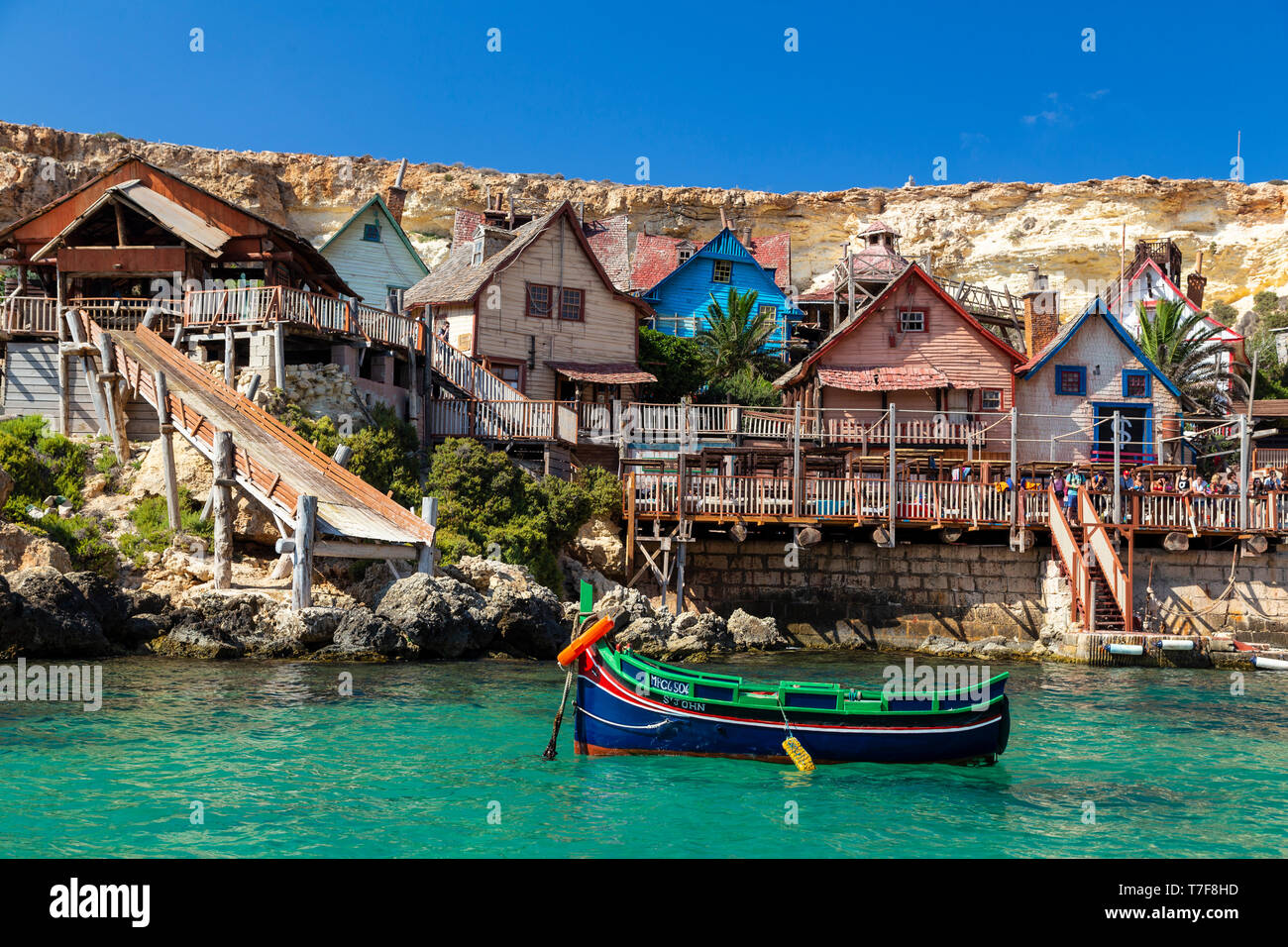 Malta, Malta, Popeye Village (Satz von Popeye Film) Stockfoto