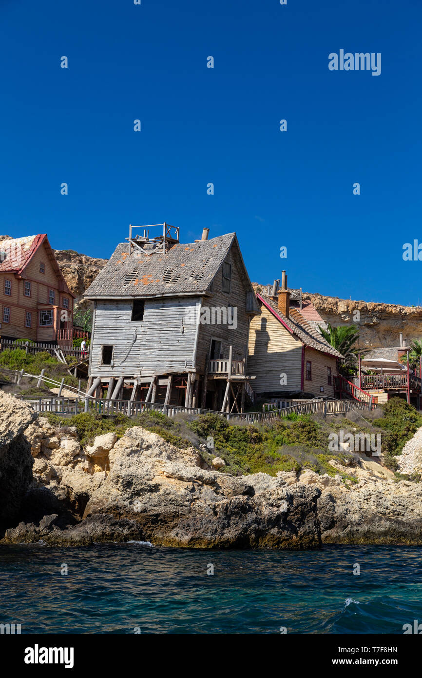 Malta, Malta, Popeye Village (Satz von Popeye Film) Stockfoto