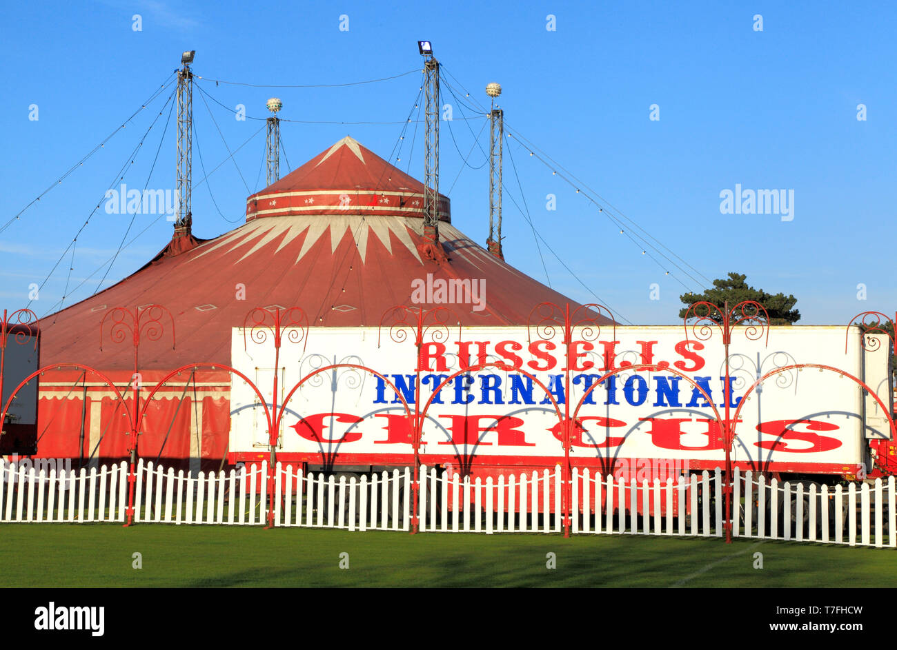Russells Internationale Zirkus, Reisen zeigen, Big Top, Zelt, Circus Stockfoto