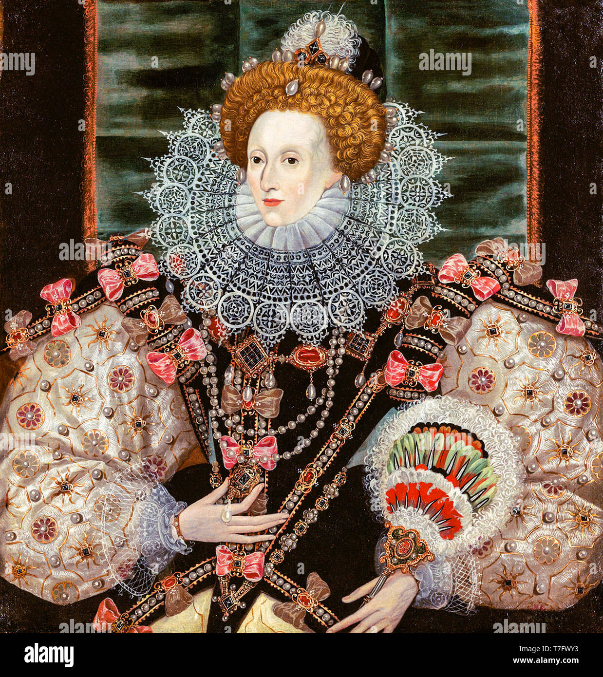Queen Elizabeth I (1533-1603), Porträt, Gemälde von der Englischen Schule nach George Gower, C. 1600-1620 Stockfoto