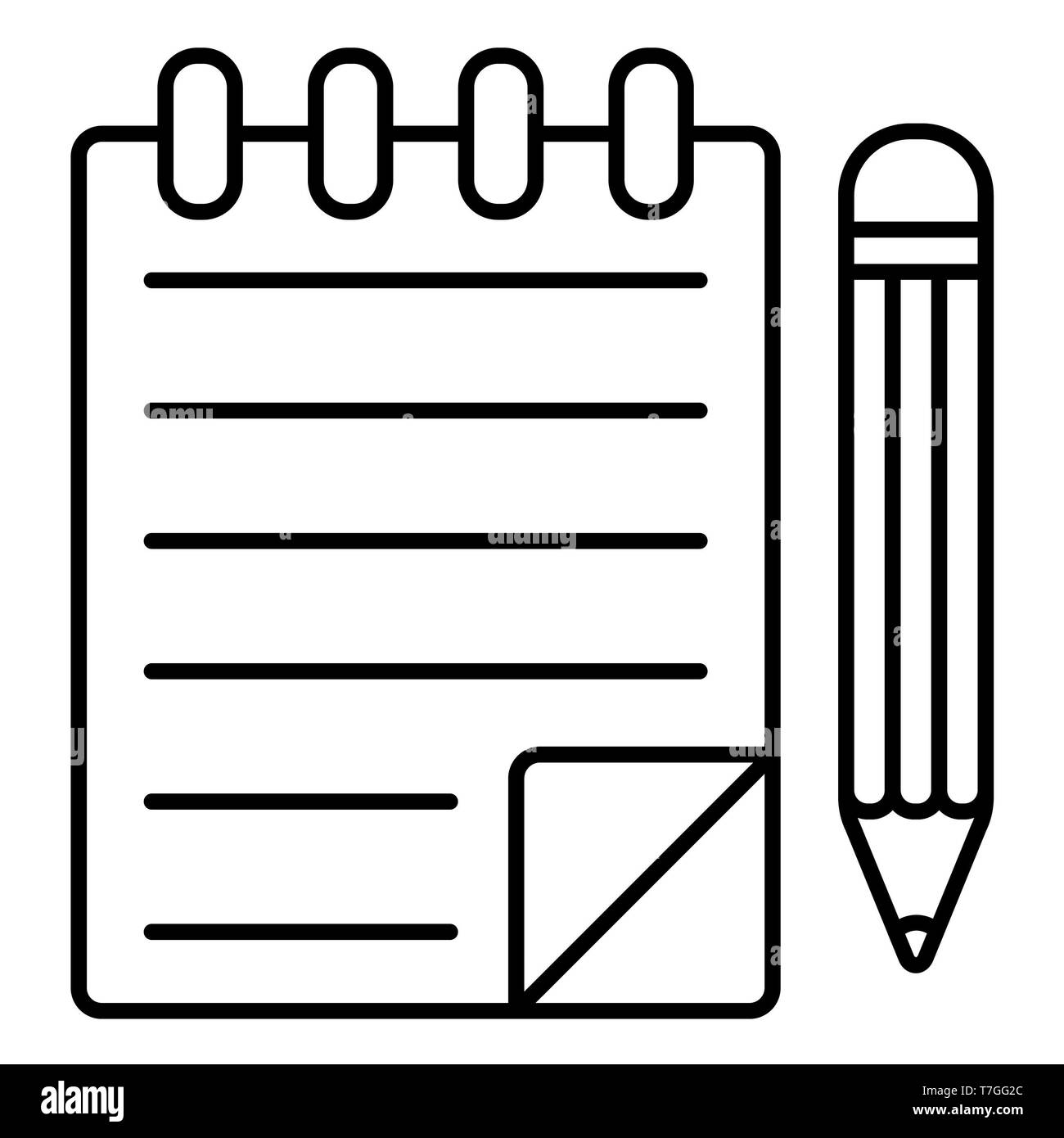 Notebook Symbol, Vector Illustration, Bildung Übersicht Stockfoto