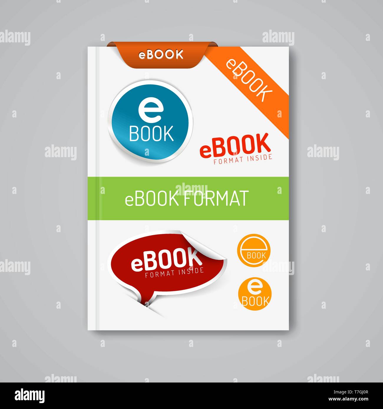Vektor ebook Marker - Sticker, Briefmarken, Ecken, Etiketten, Bänder Stock Vektor