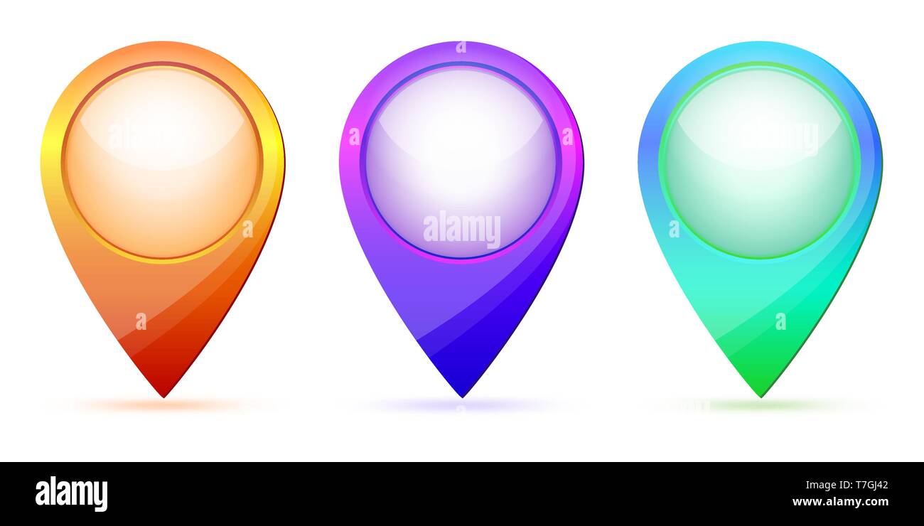 Einstellen der Farbe Karte Zeiger. Vector Illustration. Farbe standortmarkierungen isoliert Stock Vektor
