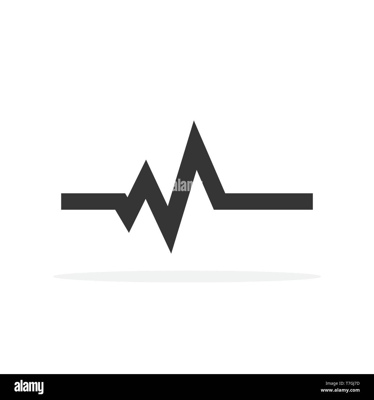 Grau heartbeat Symbol in flacher Ausführung. Vector Illustration. Zeichen des Elektrokardiogramms isoliert. Stock Vektor