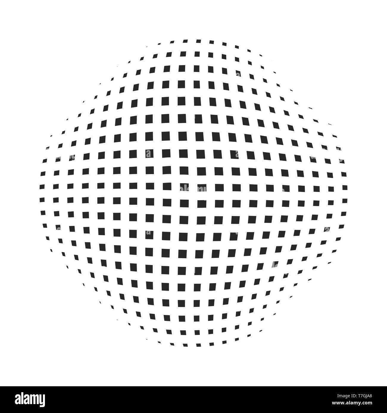 Schwarz abstrakten Kreis mit Rasterpunkte Wirkung. Vector Illustration. Runde Symbol mit der Rasterpunkte Textur. Stock Vektor