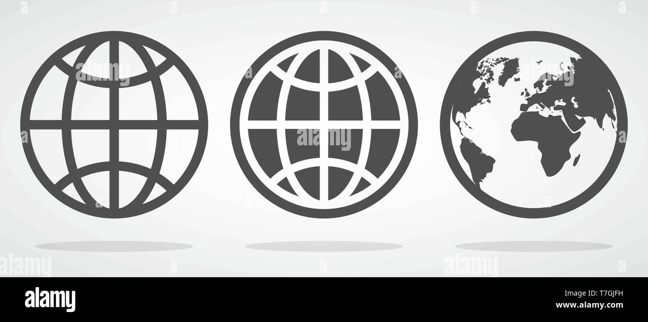 Eingestellt von Globe Symbole im flachen Stil. Vector Illustration. Symbol der Erde. Planet Symbol. Welt Symbol isoliert Stock Vektor