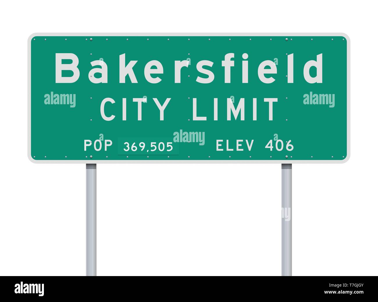 Vector Illustration der Bakersfield City Limit Green Road Sign Stock Vektor