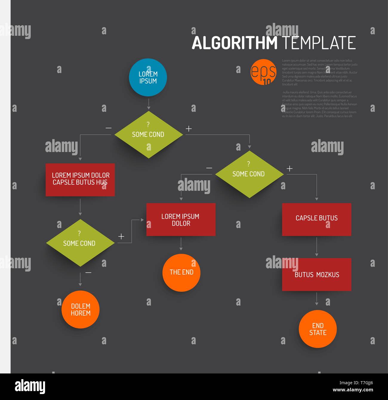 Abstrakter Algorithmus vector Template mit flachen Design - dunkle Version Stock Vektor