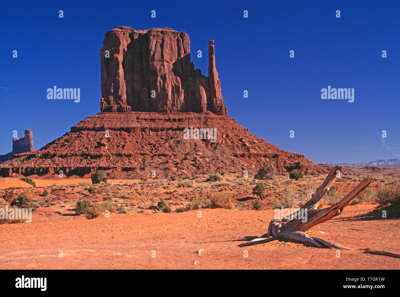 USA. Arizona. Monument Valley. Landschaft mit West Mitten Butte Felsformation. Stockfoto