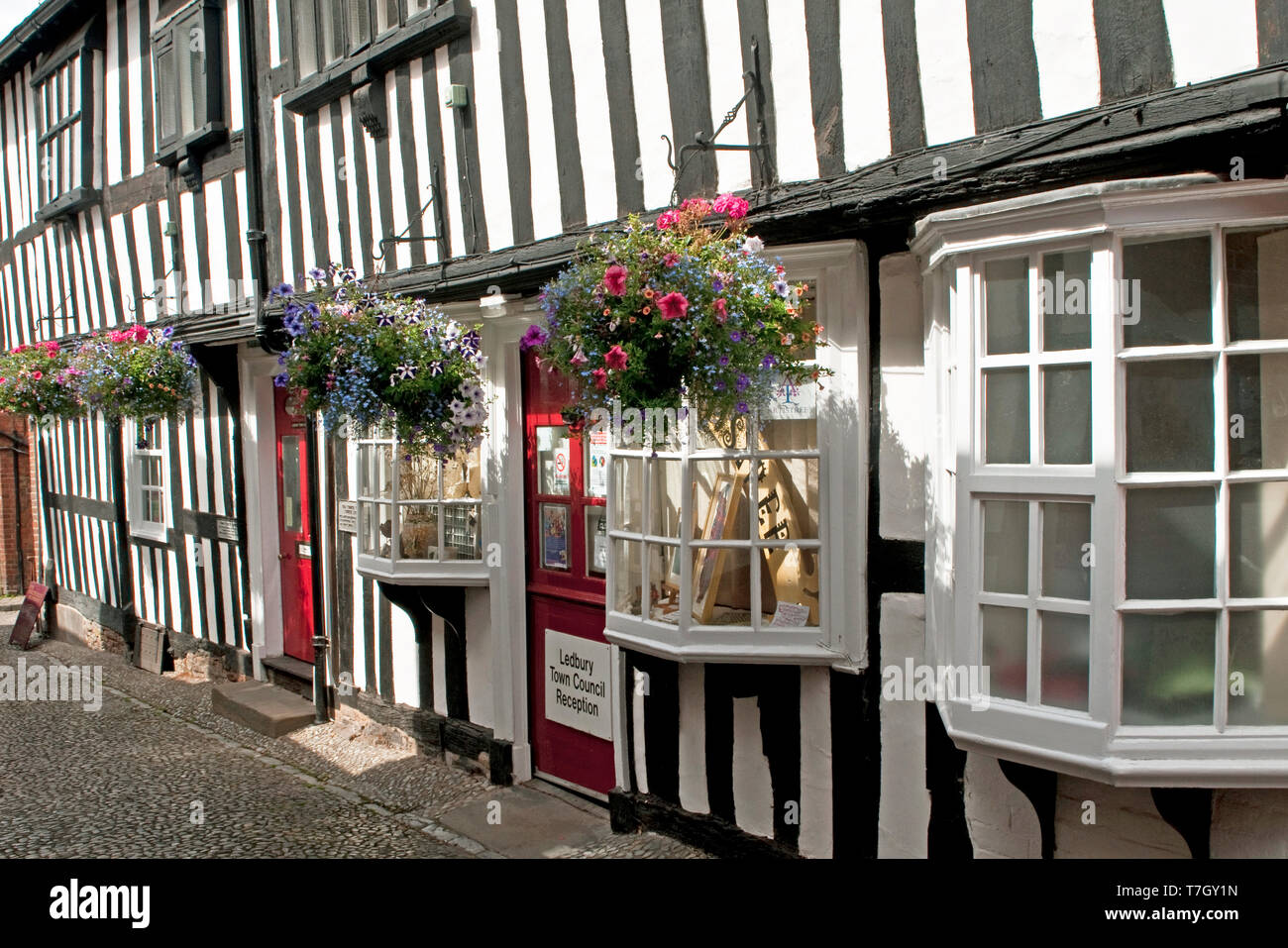 Die Church Lane in Ledbury Herefordshire, mit schwarz-weißen Fachwerk Stockfoto