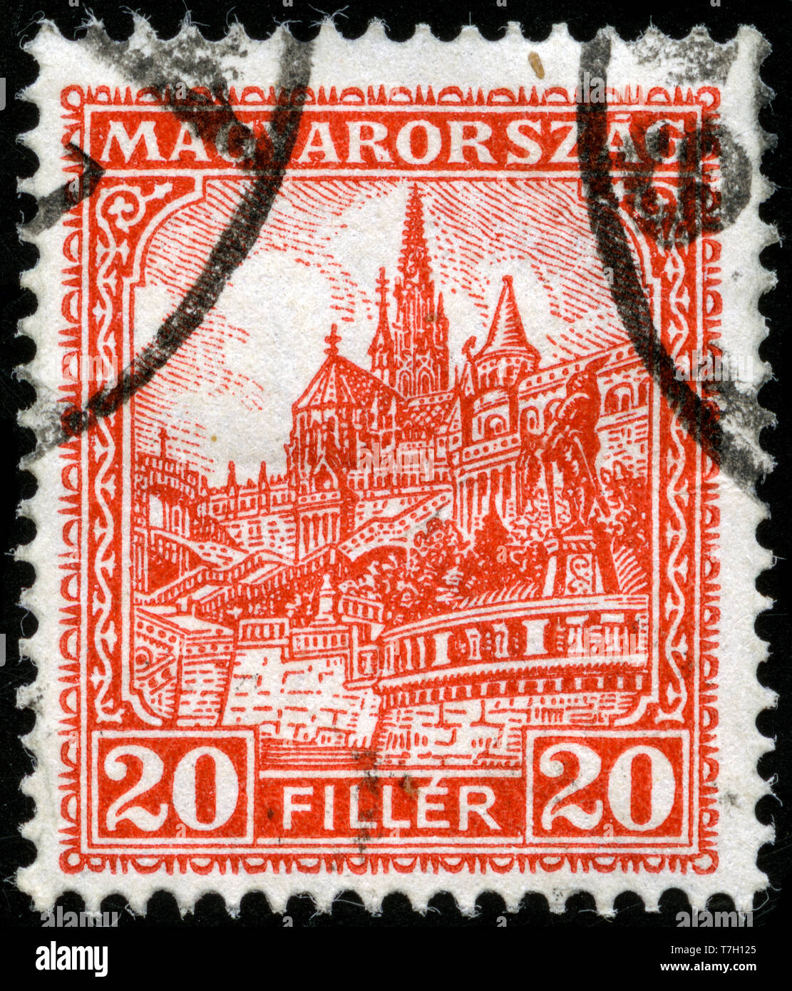 Briefmarke aus Ungarn in der Matthias Kirche Serie 1926 ausgestellt Stockfoto