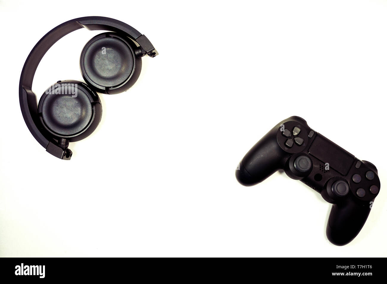 Zusammenklappbare Kopfhörer- und gamepad Vorlage Textur Hintergrund Stockfoto