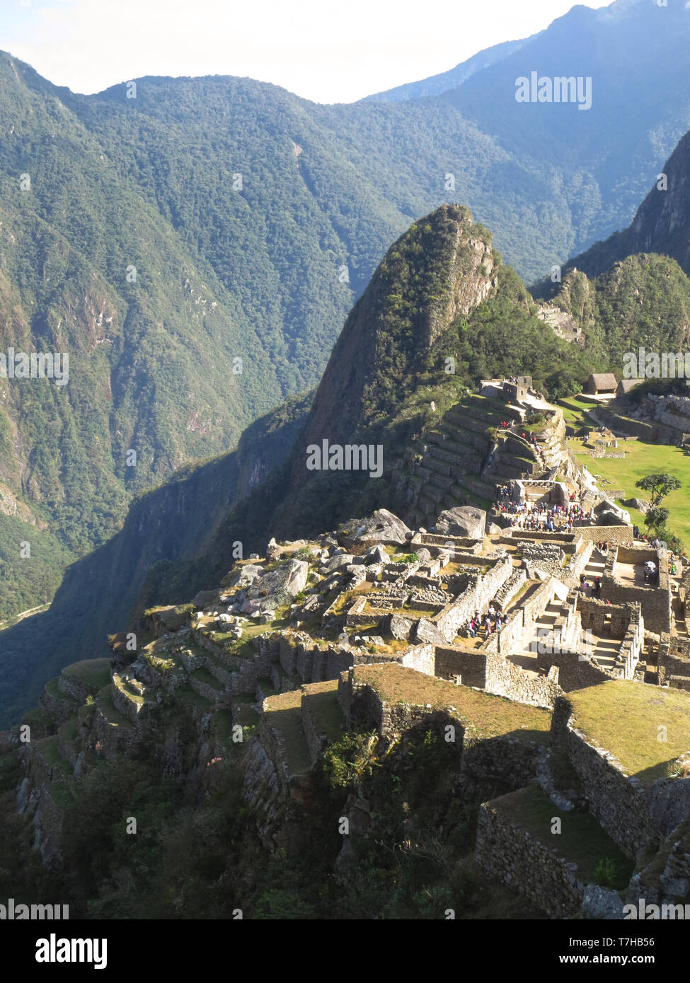 Machu Picchu in in der Region Cusco, Urubamba in der Provinz in den östlichen Kordilleren des südlichen Peru. Stockfoto