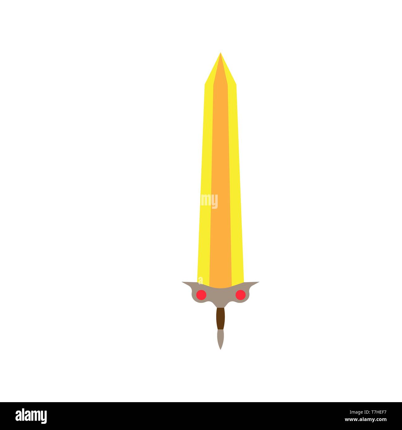 Schwert Vektor-illustration große isolierte Cartoon design Ritter. Hintergrund vintage Emblem mittelalterlichen hand Fische Krieger Symbol Stock Vektor