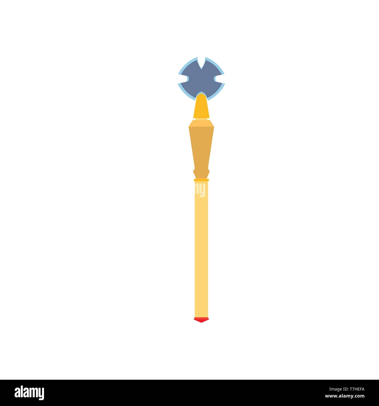 Zepter Vektor royal Abbildung: König Krone cartoon isoliert Gold macht. Weißer Hintergrund rot Design golden Symbol Monarchie Symbol Stock Vektor