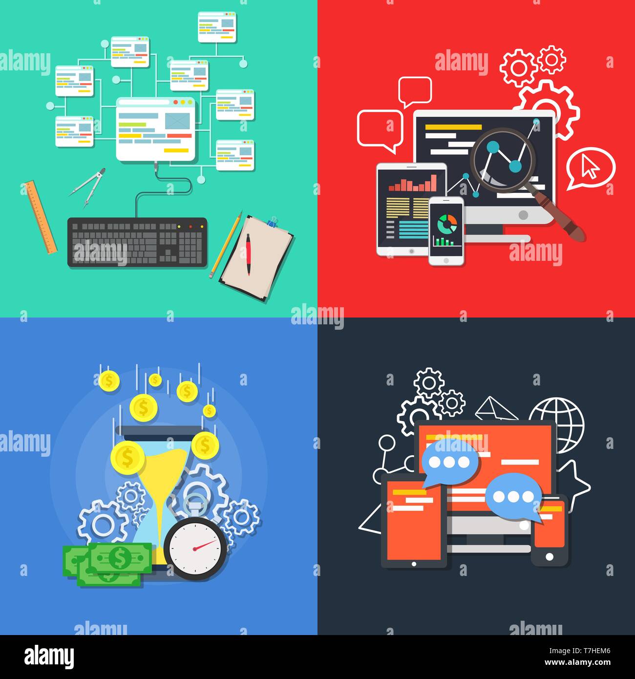 Flache business Banner ist Vektor Konzept Abbildung. Design Element für mobile und digitale Service. Stock Vektor