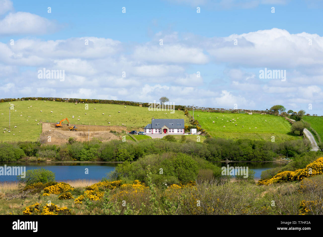 Anfang der Arbeit an einem neuen Gehäuse Grundstück oder Website im ländlichen Irland, County Donegal. Stockfoto