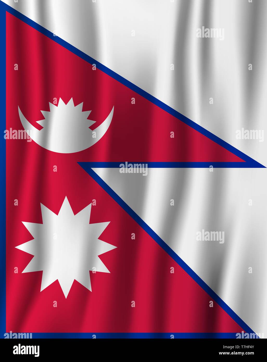 Nepal realistische wehende Flagge Vector Illustration. Nationalen Hintergrund Symbol. Tag der Unabhängigkeit. Stock Vektor