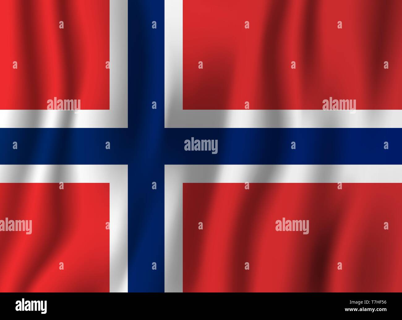 Norwegen realistische wehende Flagge Vector Illustration. Nationalen Hintergrund Symbol. Tag der Unabhängigkeit. Stock Vektor
